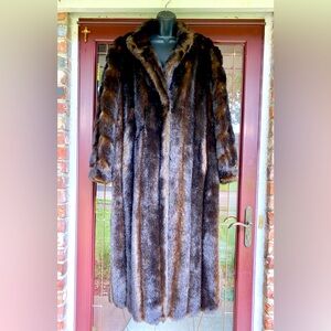 Donna Salyers FABULOUS FURS for Animal Lovers Full Length Dark BROWN Coat Size L